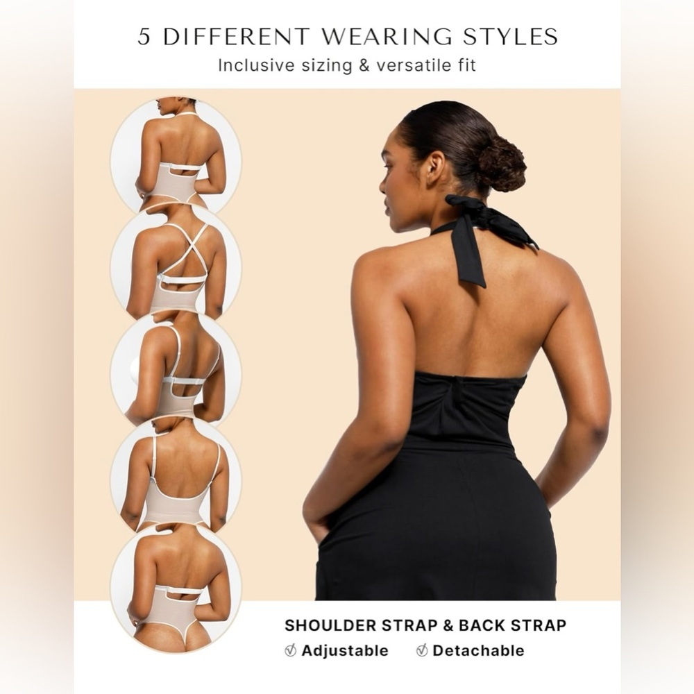 SHAPELLX Women’s Strapless Shapewear Bodysuit U Plunge Corset Tummy Control - Picture 3 of 8